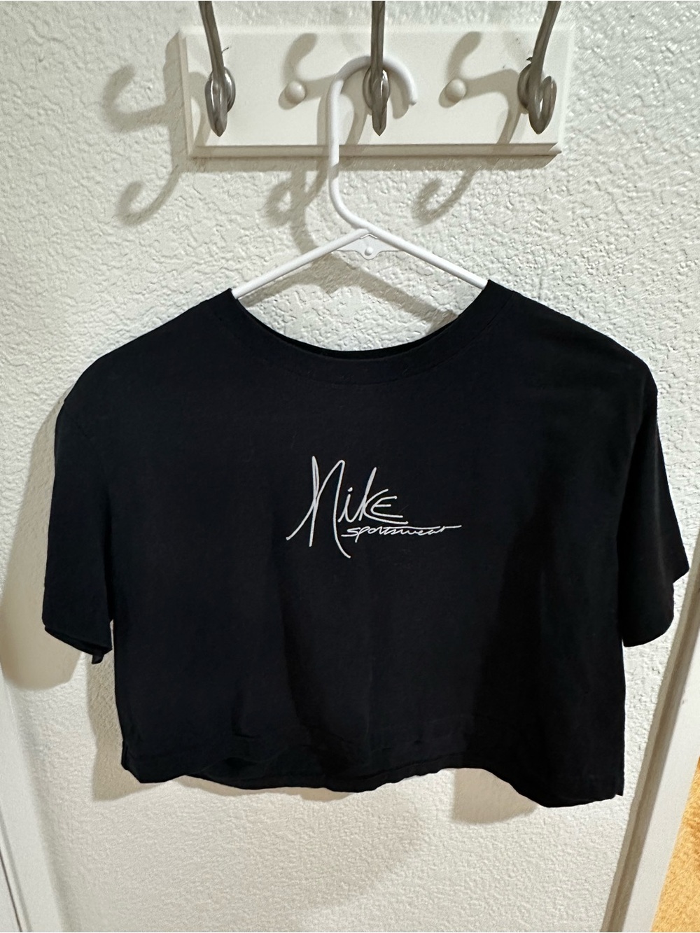 Nike Black Cropped Script Logo Tee